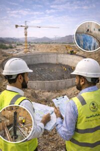 إشراف هندسي على إنشاء خزان في منطقة مكة المكرمة