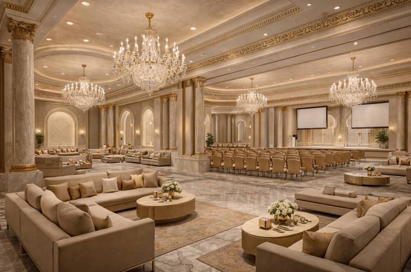 إعداد التصاميم الداخلية للقصور وقاعات المؤتمرات | شركة GEC