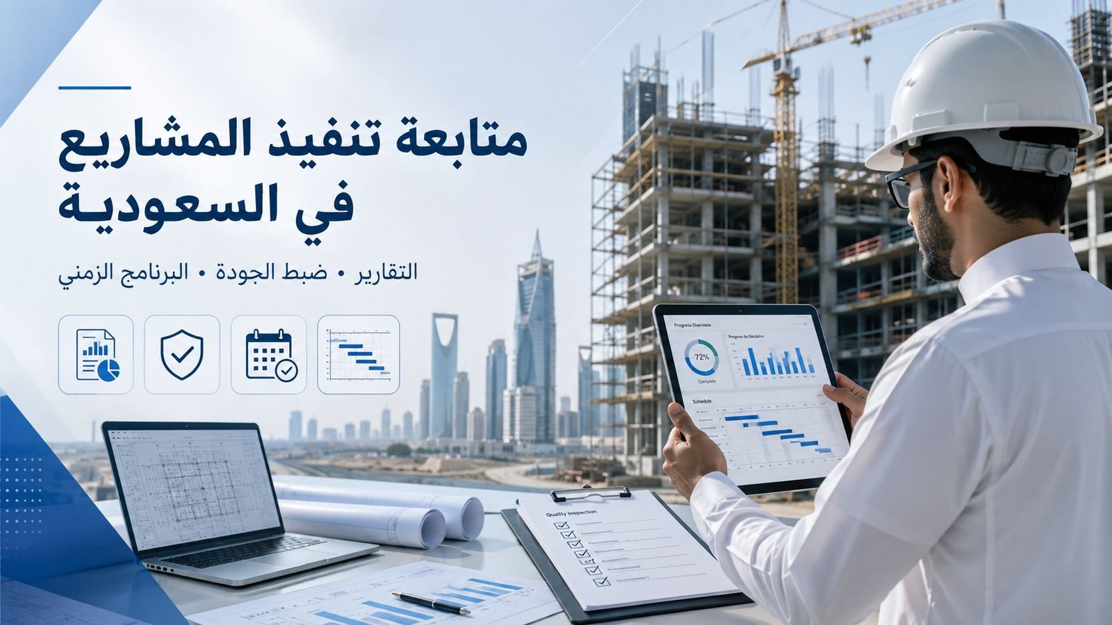 متابعة تنفيذ المشاريع في السعودية: التقارير وضبط الجودة والبرنامج الزمني