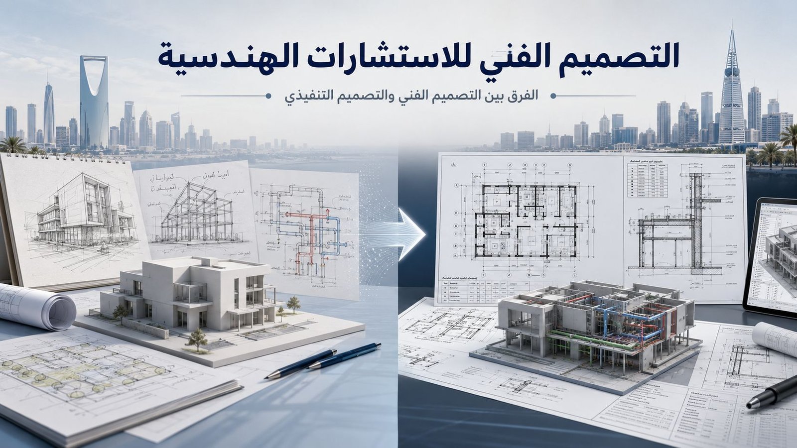 التصميم الفني للاستشارات الهندسية: ما المقصود به وما الفرق عن التصميم التنفيذي؟