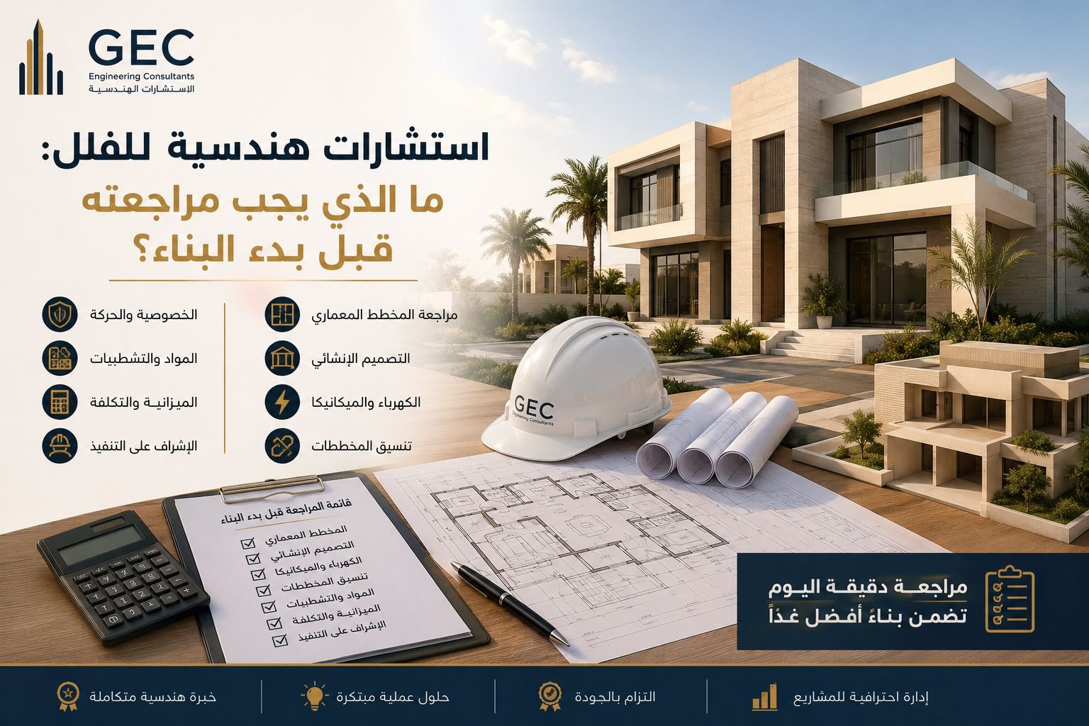 استشارات هندسية للفلل: ما الذي يجب مراجعته قبل بدء البناء؟