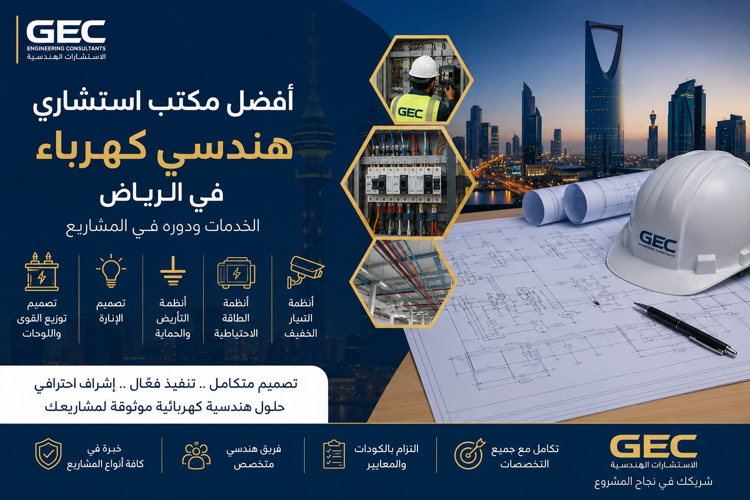 أفضل مكتب استشاري هندسي كهرباء في الرياض: الخدمات ودوره في المشاريع