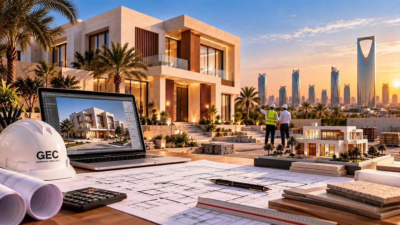 أفضل مكتب هندسي للفلل في الرياض: التصميم والإشراف وإدارة التنفيذ
