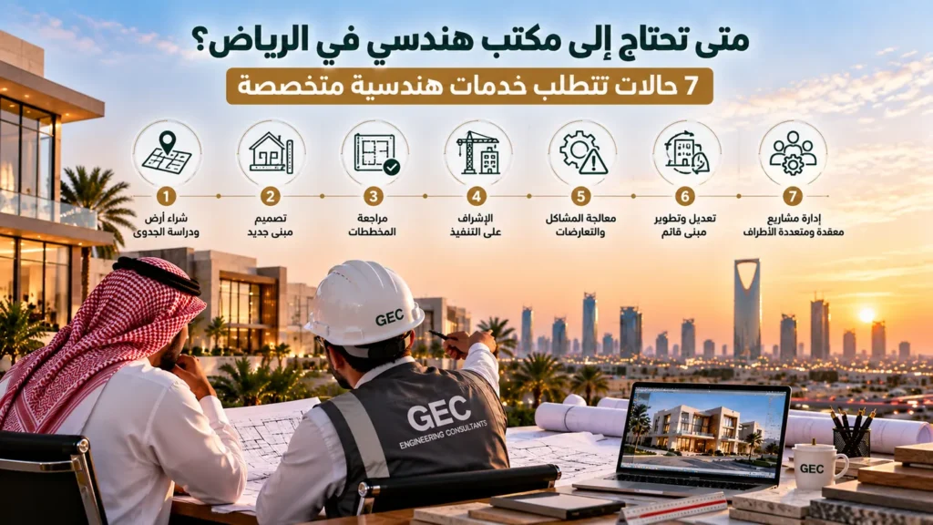 متى تحتاج إلى مكتب هندسي في الرياض؟ 7 حالات تتطلب خدمات هندسية متخصصة