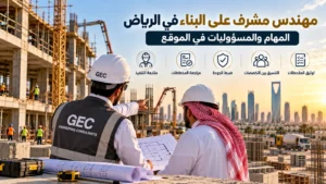 مهندس مشرف على البناء في الرياض المهام والمسؤوليات في الموقع