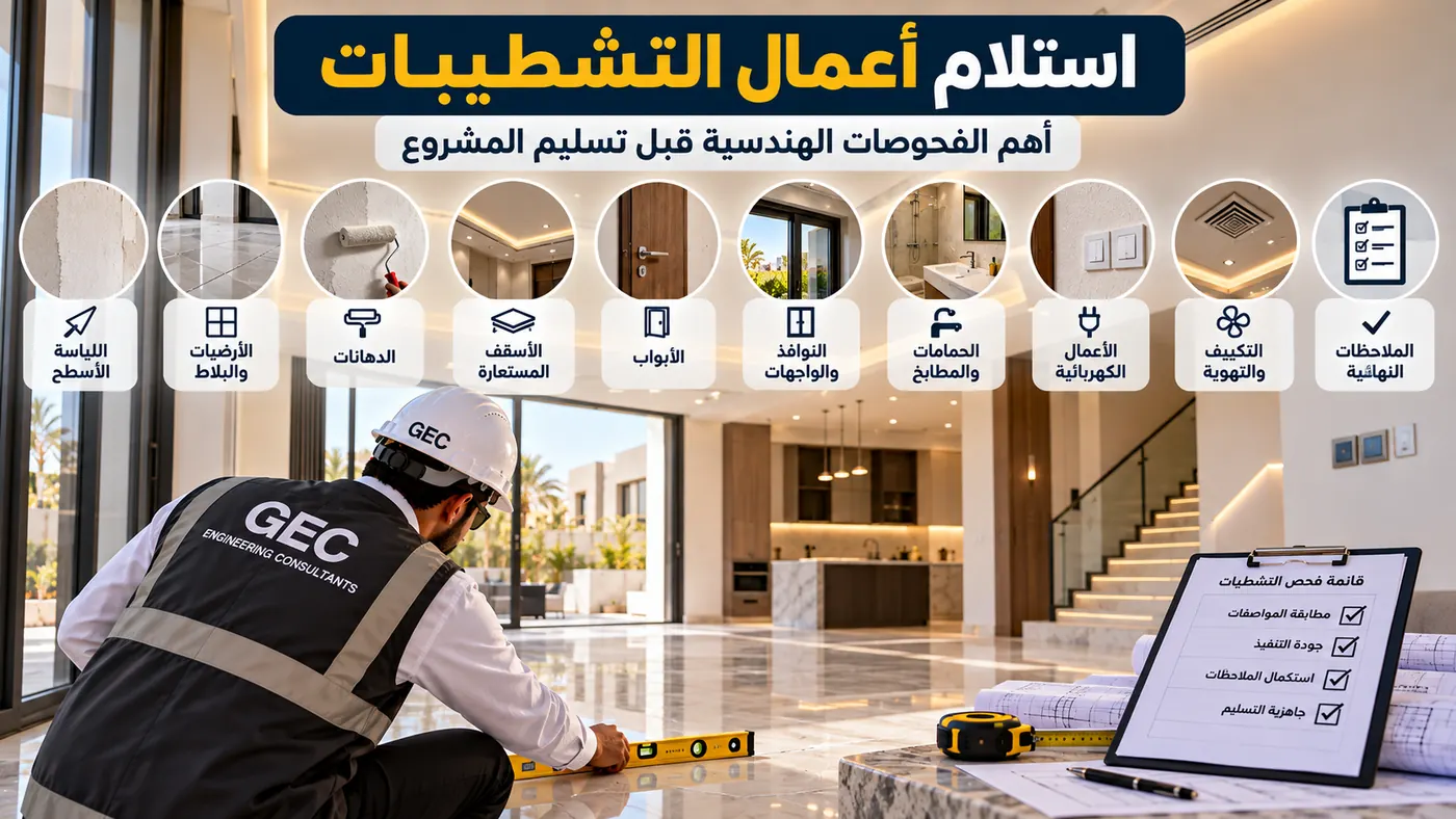 استلام أعمال التشطيبات: أهم الفحوصات الهندسية قبل تسليم المشروع