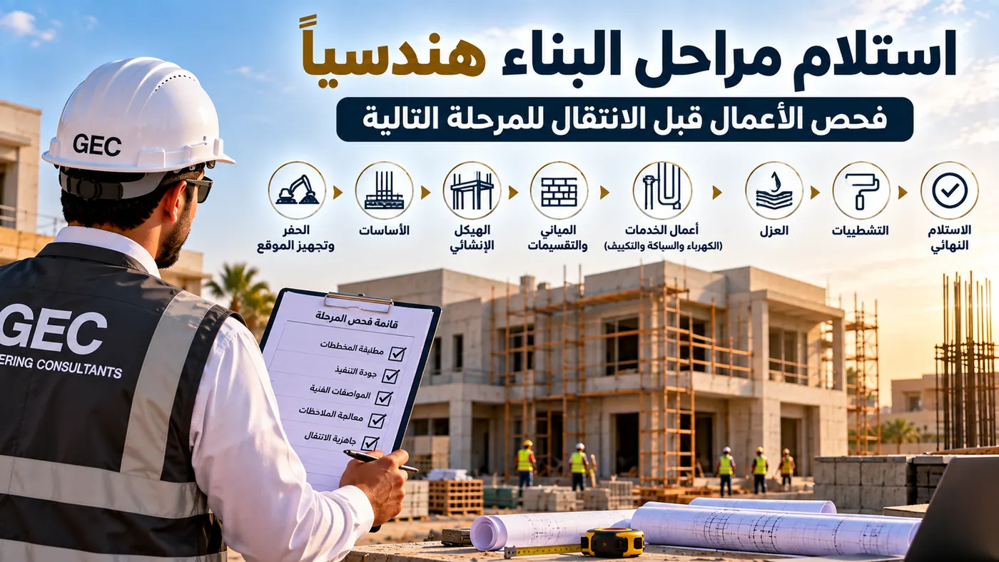 استلام مراحل البناء هندسيًا: فحص الأعمال قبل الانتقال للمرحلة التالية