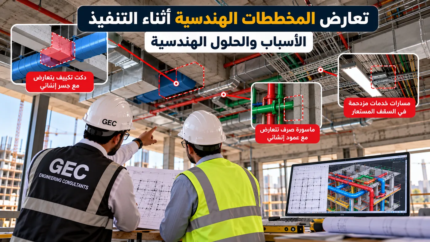 تعارض المخططات الهندسية أثناء التنفيذ: الأسباب والحلول الهندسية