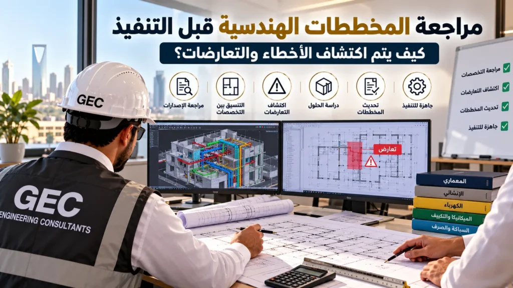 مراجعة المخططات الهندسية قبل التنفيذ