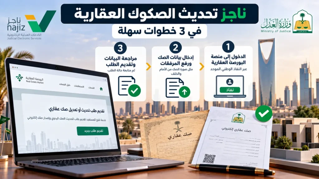 ناجز تحديث الصكوك العقارية في 3 خطوات سهلة